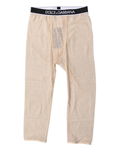 Бежевые укороченные колготки из нейлона с логотипом DG Dolce&gabbana