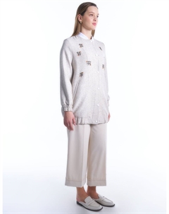 Жакет с детальной вышивкой Snap Fasten кремового цвета Kyr