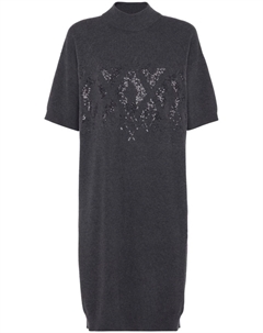 Платье миди с пайетками, серый Brunello cucinelli