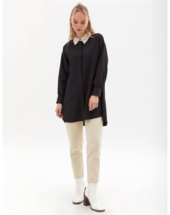 Туника с плетеным воротником, черная Kyr