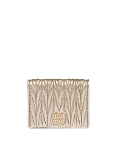Стеганый кошелек с логотипом, золотистый Miu miu
