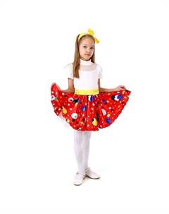 Карнавальная юбка для вечеринки красная в горох, повязка, рост 122-128 см Страна карнавалия