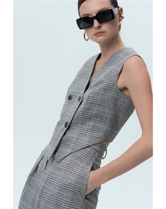 Асимметричный жилет в клетку Without fail