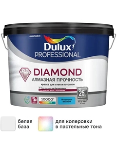Краска для стен и потолков Professional Diamond Matt моющаяся матовая цвет белый база А 9 л Dulux