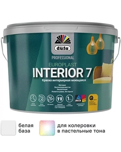 Краска для стен и потолков Europlast Interior 7 матовая цвет белый 2.5 л Dufa