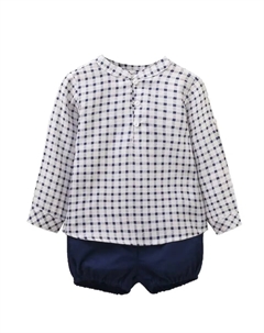 Комплект для мальчика с рубашкой с длинным рукавом и шортами с шароварами, тёмно-синий Dadati