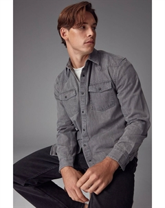 Рубашка с длинным рукавом из 100% хлопка в стиле вестерн, серый Next