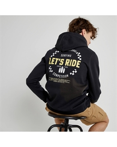 Свитшот из мольтона с капюшоном черный Laredoute