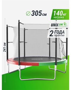 Батут каркасный Simple 10 ft Color с внутренней защитной сеткой, общий диаметр 305 см, до 140 кг, Мультицвет Unix line