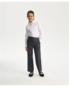 Блузка с длинным рукавом приталенного силуэта детская белая Gulliver