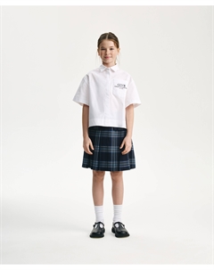 Блузка с коротким рукавом для девочки укороченная белая Gulliver