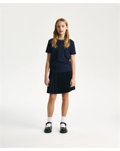 Блузка с коротким рукавом для девочки трикотажная синяя Gulliver