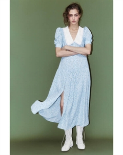 Платье миди приталенное с белым воротничком Befree