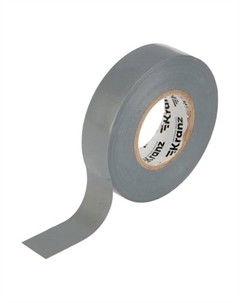 Изолента ПВХ, 190 мкм/19 мм/20 м, серая, Kranz Профессиональная (KR-09-2808)