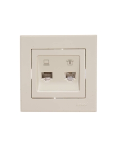 Розетка RJ-45+RJ-11 скрытый монтаж, IP20, белый, Rain (703-0202-143) Lezard