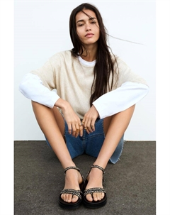 Плоские плетеные сандалии, синий Pull & bear