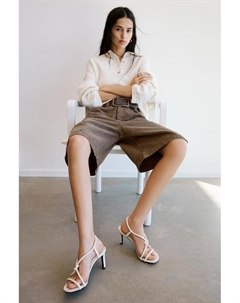 Босоножки на высоком каблуке с узлом, экрю Pull & bear