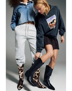 Ковбойские сапоги, черный Pull & bear