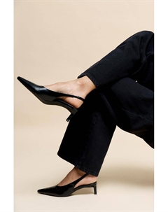 Туфли на каблуке с открытой пяткой, черный Pull & bear