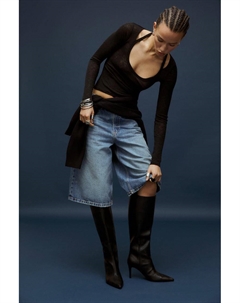 Сапоги до колена на шпильках, черный Pull & bear