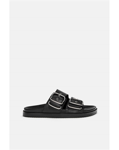 Сандалии на плоской подошве с пряжками, черный Pull & bear