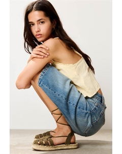 Завязанные кожаные эспадрильи, хаки Pull & bear