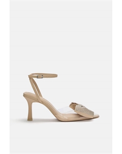 Туфли на каблуке с бантом из стразов, коричневый Pull & bear