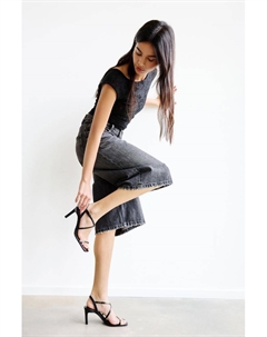 Босоножки на каблуке с ремешками, черный Pull & bear