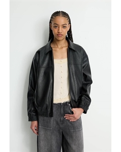 Куртка-Бомбер из искусственной кожи, черный Pull & bear