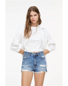 Джинсовые шорты с необработанными краями, синий Pull & bear