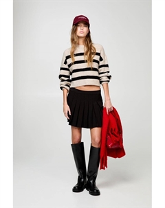 Мини-Юбка с плиссировкой, черный Pull & bear