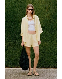 Текстурированная рубашка с коротким рукавом, желтый Pull & bear