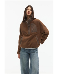 Флисовый свитер с кнопками, коричневый Pull & bear