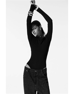 Боди с длинными рукавами, черный Pull & bear