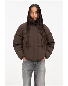 Пуховик с высоким воротом, коричневый Pull & bear