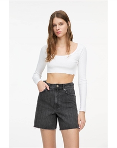 Джинсовые шорты-бермуды, черный Pull & bear