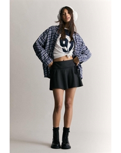 Мини-Юбка с заниженной талией и бантом, черный Pull & bear