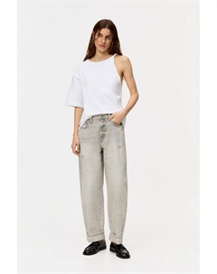 Джинсы-Бочонки со средней талией, серый Pull & bear