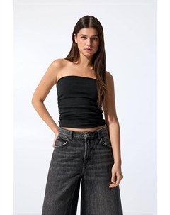 Топ с прямым вырезом, черный Pull & bear