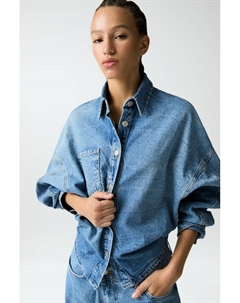 Укороченная джинсовая рубашка, синий Pull & bear