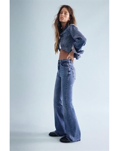 Расклешенные джинсы с высокой талией, синий Pull & bear