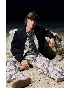 Брюки с принтом «Ветвь», экрю Pull & bear