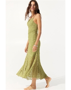 Платье миди с кружевной отделкой, зеленый Pull & bear
