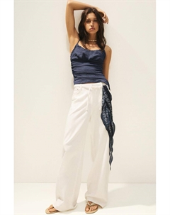 Асимметричный креповый топ, синий Pull & bear