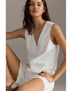 Жилет в деревенском стиле, белый Pull & bear