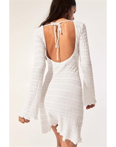 Платье-Трапеция с длинными рукавами, белый Pull & bear