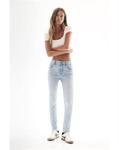 Узкие джинсы средней посадки, голубой Pull & bear