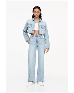 Джинсы прямого кроя с высокой талией, голубой Pull & bear