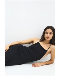 Платье миди на бретельках, черный Pull & bear