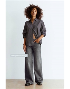 Джинсы с высокой талией и широкими штанинами, серый Pull & bear